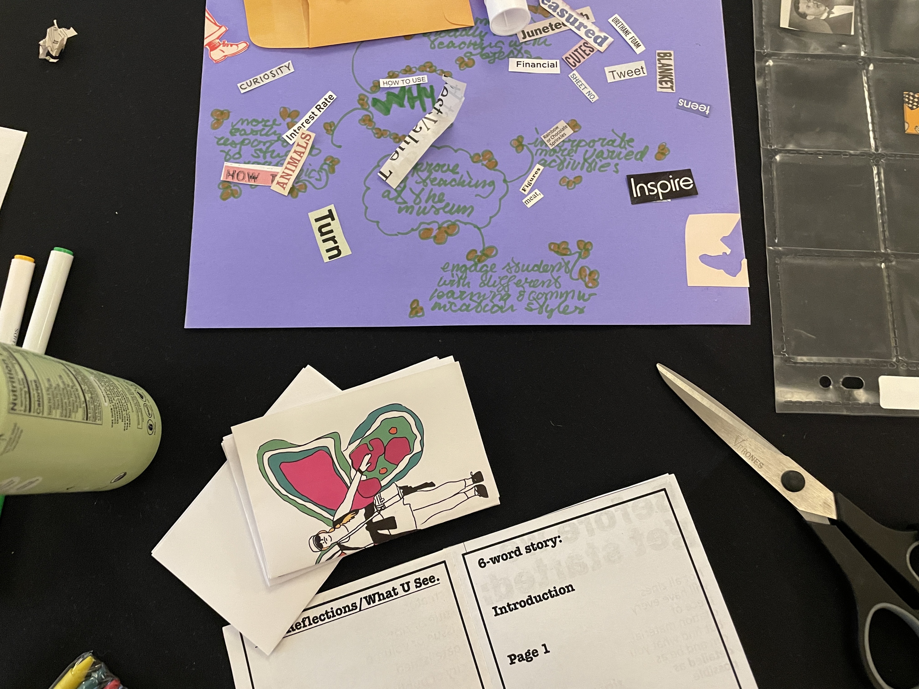 A photo of some of the creative and collage-style projects that Melanie got to work on at ARLiS. 