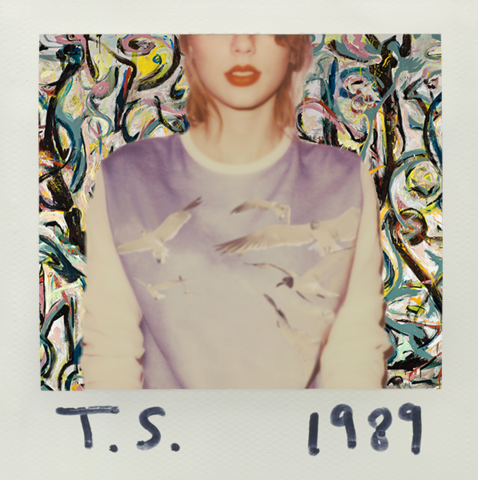 An edited image mashup of Taylor Swift's album "1989" and Pollock's "Mural."