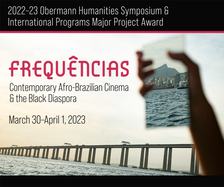 A poster advertising the symposium "Frequências: Contemporary Afro-Brazilian Cinema & the Black Diaspora."