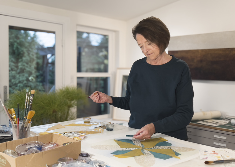 Karin Schminke working in her studio