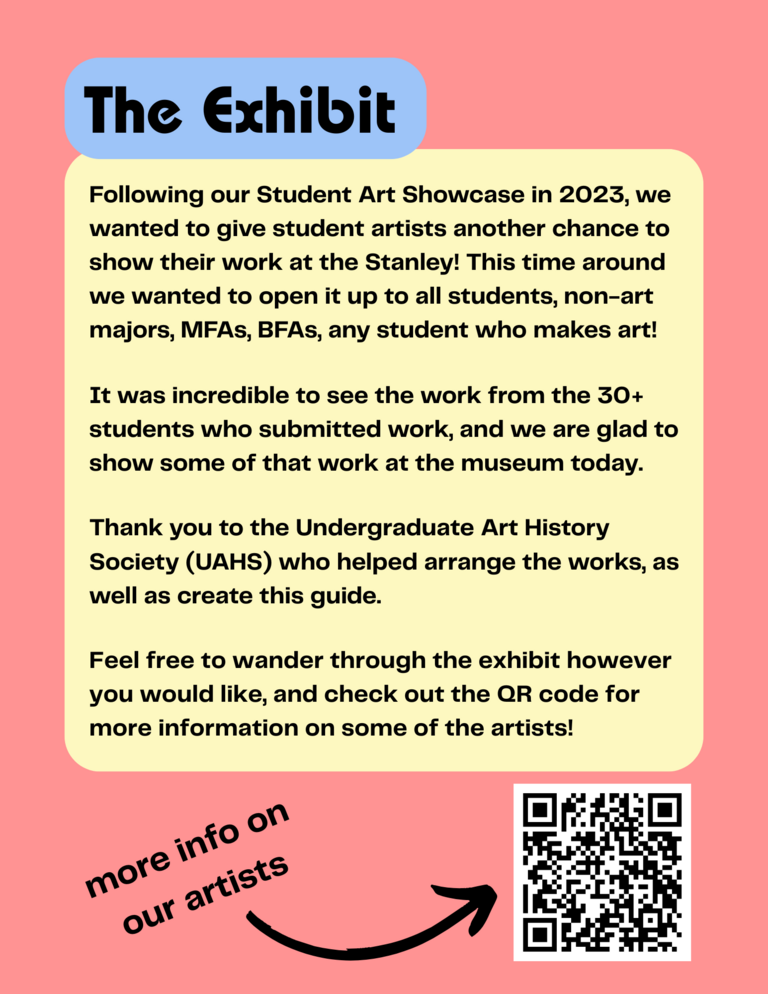The interior cover page of the student exhibit pamphlet, describing the show.