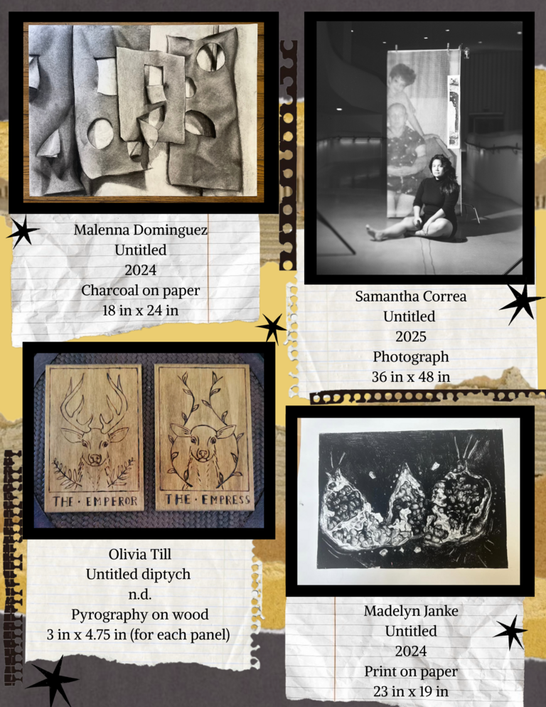 A page of artist features in the Student Exhibit Pamphlet.