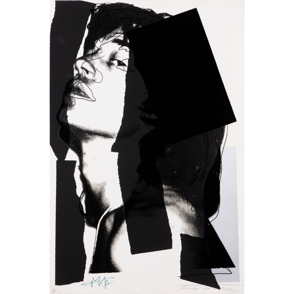 Andy Warhol (American, 1928–1987), Mick Jagger, 1975. Silkscreen on paper, 43 3/4 × 29 in. (111.1 × 73.7 cm). The University Iowa Stanley Museum of Art, Museum purchase, 1976.5. © 2023 The Andy Warhol Foundation for the Visual Arts, Inc. / Licensed by Artists Rights Society (ARS), New York.