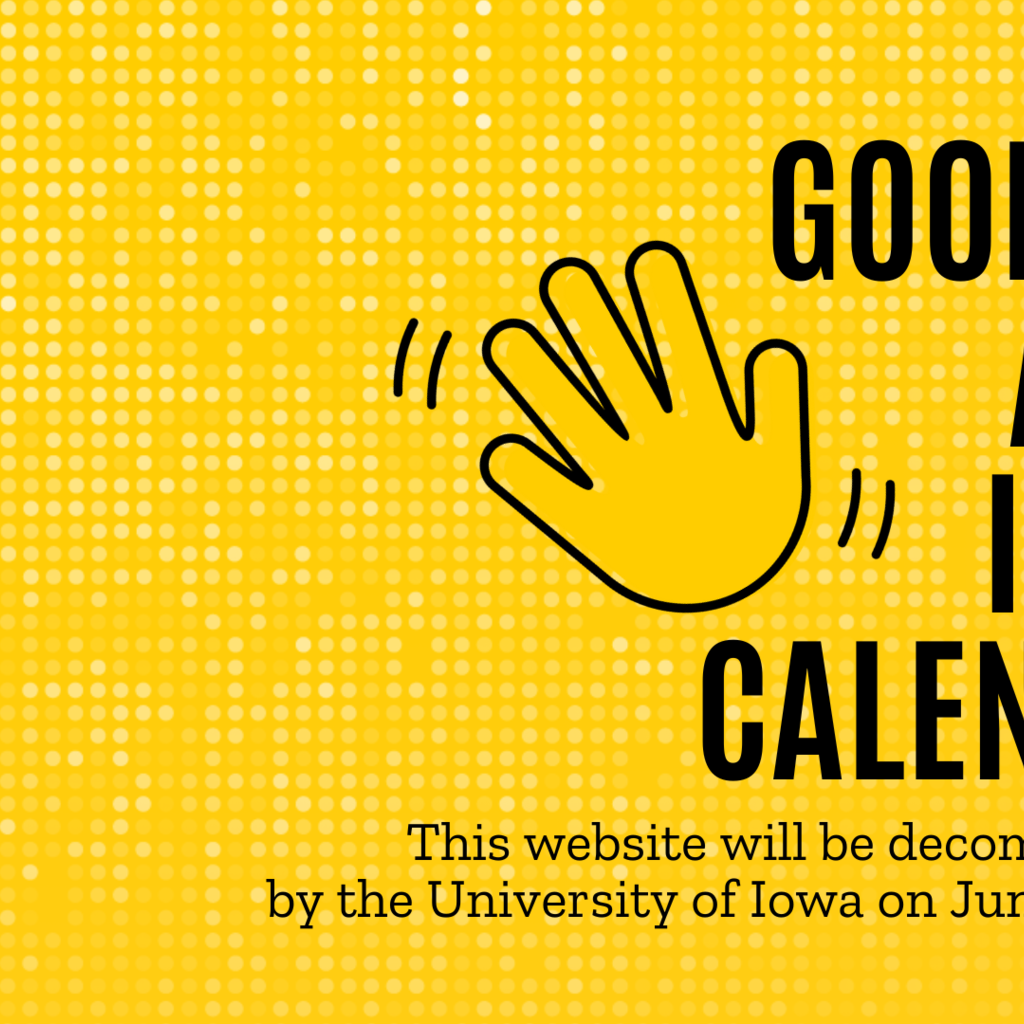 Arts Iowa Calendar website retirement promotional image
