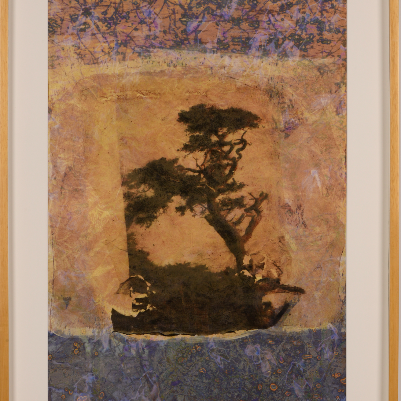 Clear Emulsion Transfer overlaid on painted and printed surface