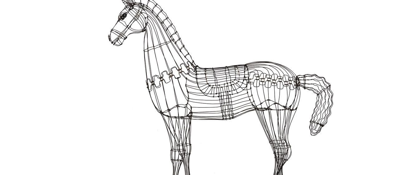 A wire structure in the form of a horse