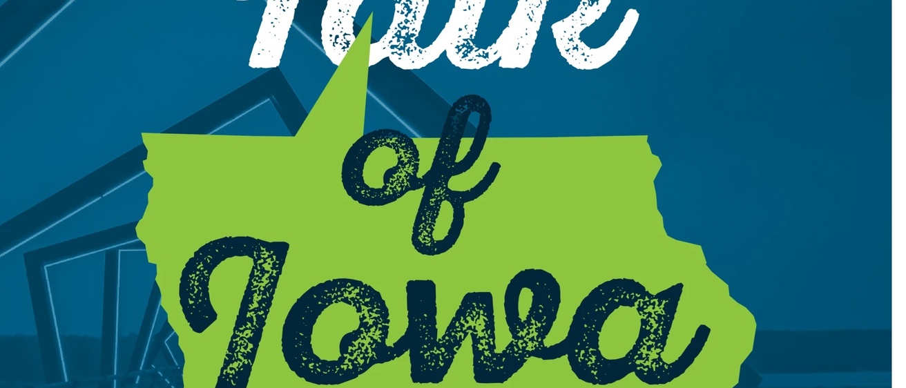 Green map icon of Iowa overlayed with the text "IPR Talk of Iowa"