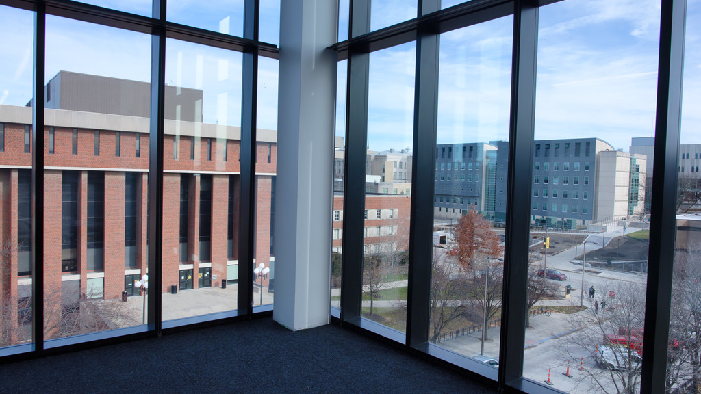 View from NE office suite, looking toward UI Main Library