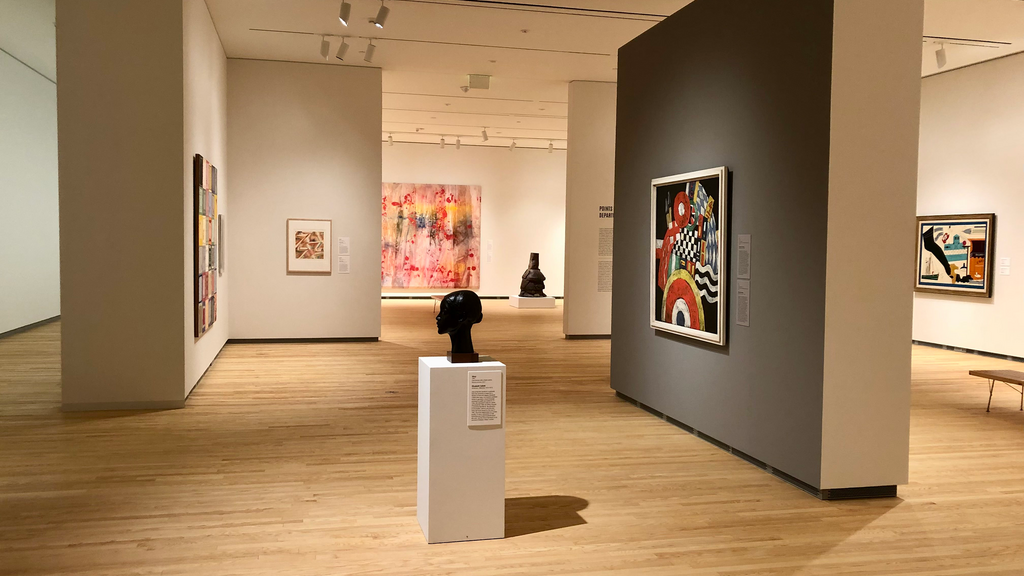 An installation shot of the galleries at the Stanley Museum of Art.