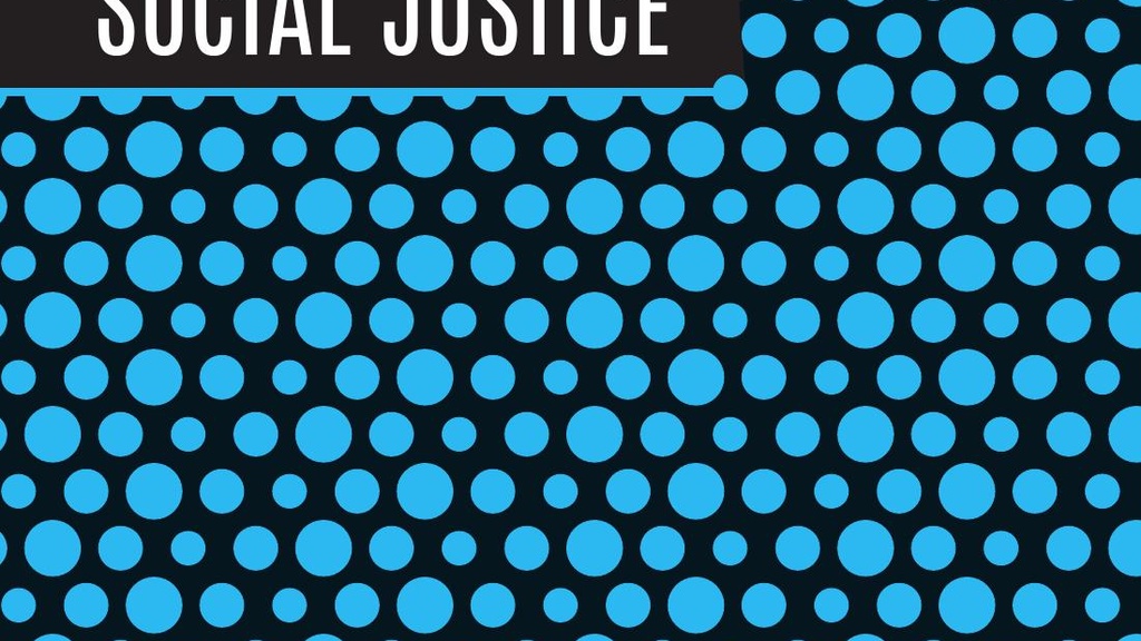 cover for the social justice self-guided tour. blue polka dotted background