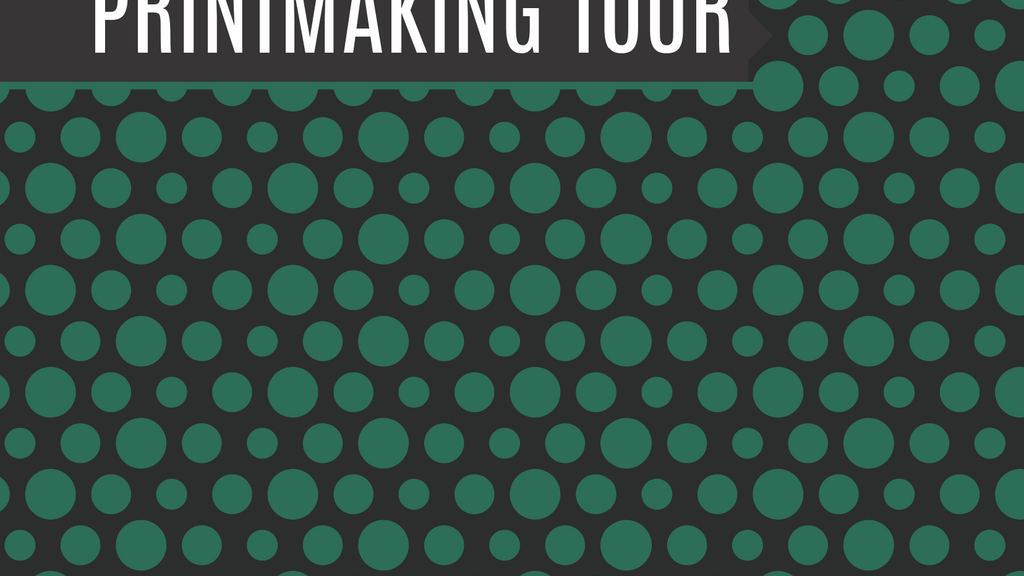 The front cover of the printmaking tour, with green polkadots.