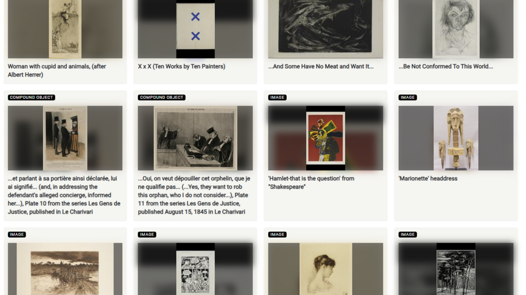 A screenshot of the Iowa Digital Library, showcasing the entries for 12 works of art.